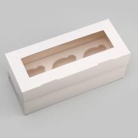 Коробка для 3 капкейка с окном, целлюлоза, 25×10×10 см