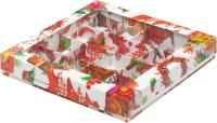 Коробка для 16 конфет с пластиковой крышкой, XMAS 200х200х30 мм РУ.
