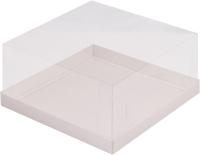 Коробка для торта с прозрачным куполом. белая (205х205х140 мм) РУ.