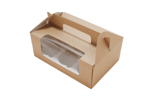 Коробка на 6 капкейков с окном и ручкой 235х160х100, ETO (крафт)