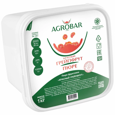 Пюре Грейпфрут красный Агробар замороженное БЕЗ САХАРА