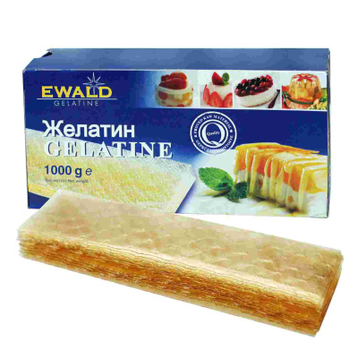 Желатин листовой Германия 1 кг, 1лист 5 грамм/200 листов в упаковке,140 bloom 