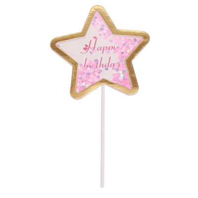 Топпер «Happy Birthday», звезда, цвет розовый